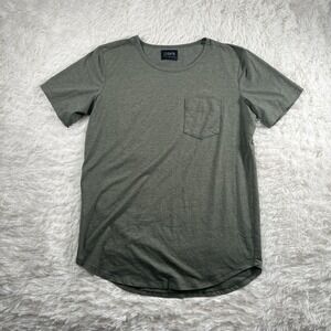 CUTS Shirt Men Size Medium Green Elongated Short Sleeve Round Neck Pocket Casual